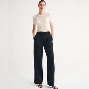 Abercrombie and fitch sloane tailored wide leg pant black trousers size 12R 31